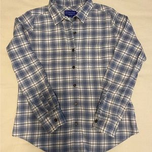 Pendleton 100% cotton blue plaid button up- women’s M